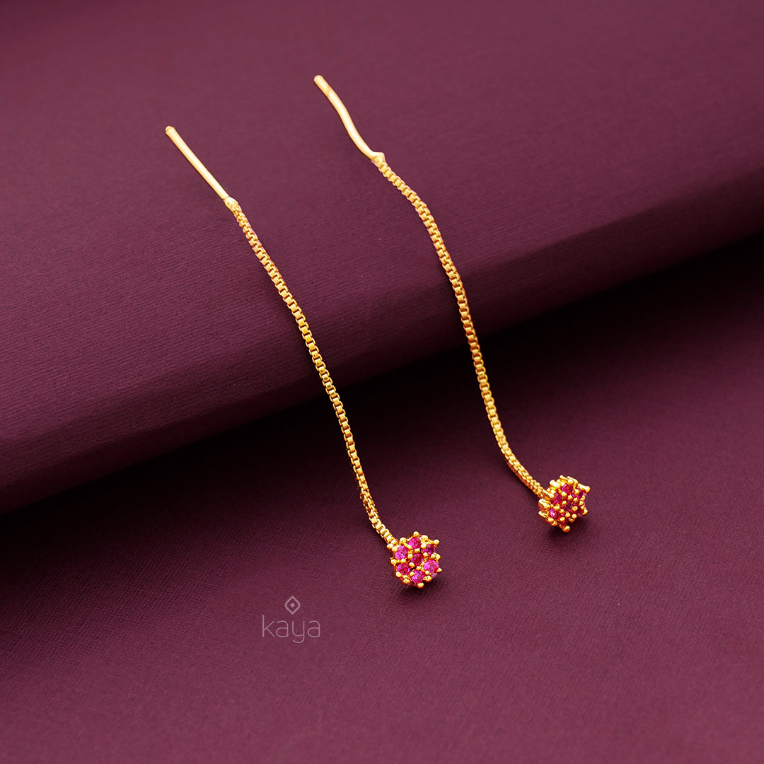 Needle thread Gold toned stud Earrings - SK100405