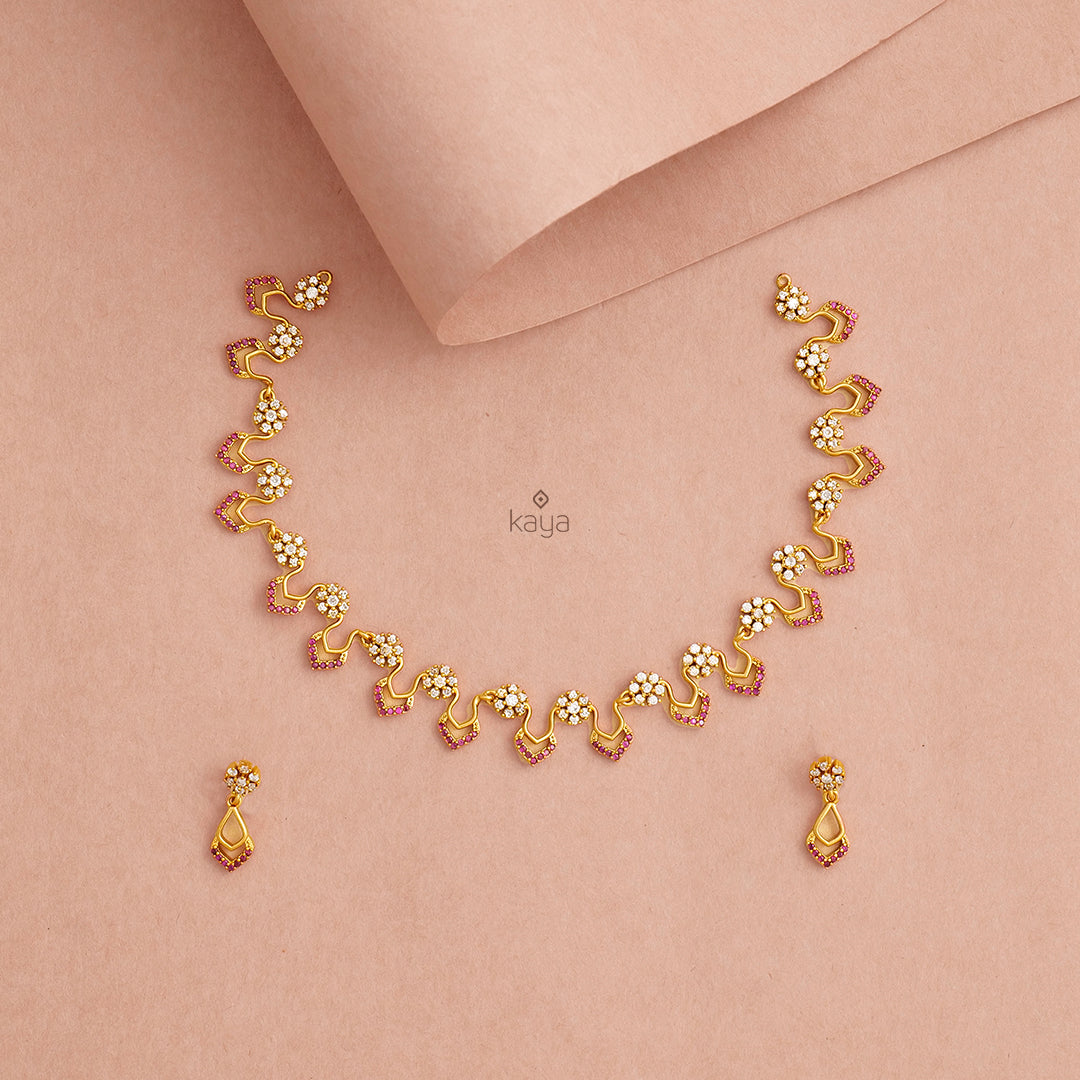 Gold Tone Stone Bridal Necklace (color option) -NV100468
