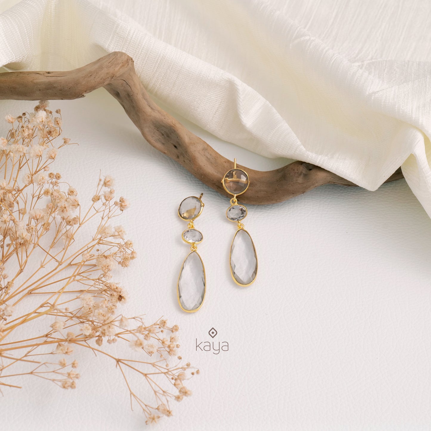 Crystal Stone Earrings (color option) -KE100409