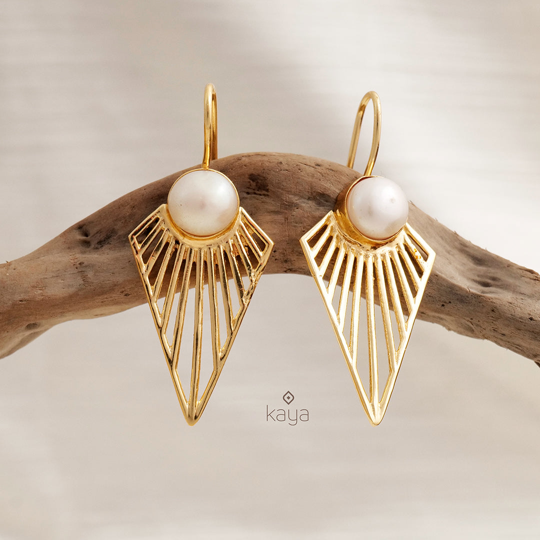 Gold Plated Pearl Hook Earrings - AS100424