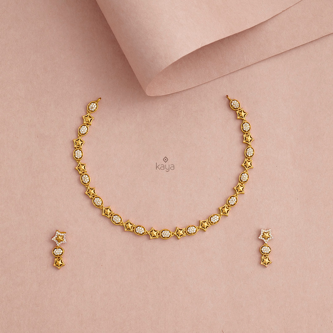 Gold Tone Stone Bridal Necklace (color option) -BH100453