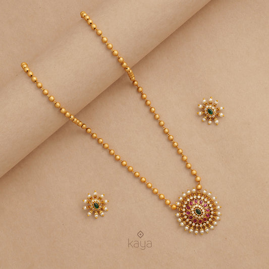 Premium Antique Long Haram Necklace with Earring Set (color option)  -SN100478