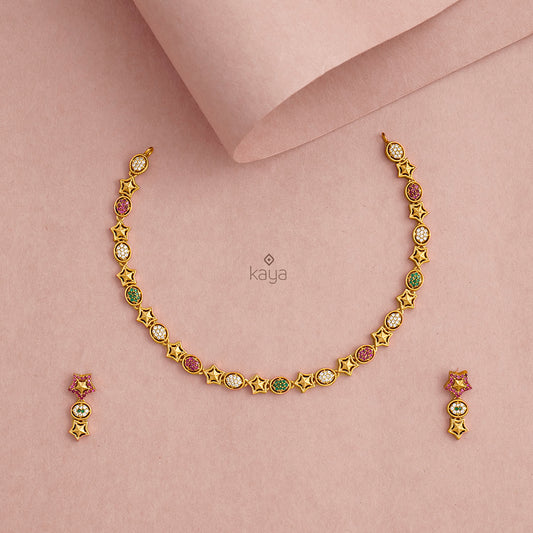 Gold Tone Stone Bridal Necklace (color option) -BH100453