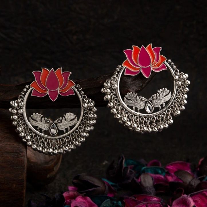 Silver Plated Lotus Earrings (color option) - PT100257