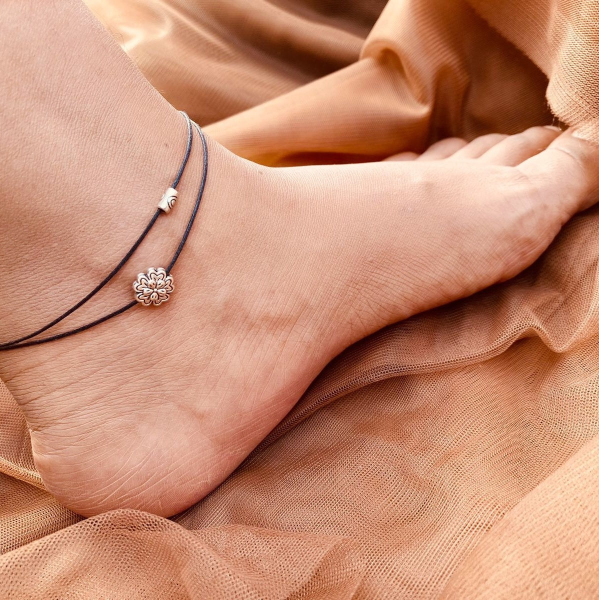Flower and Bead charm Anklet - KY100277