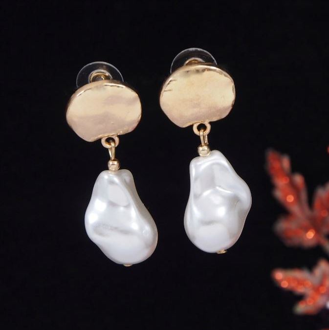 Gold Plated Pearl Drop Earring - PT100375