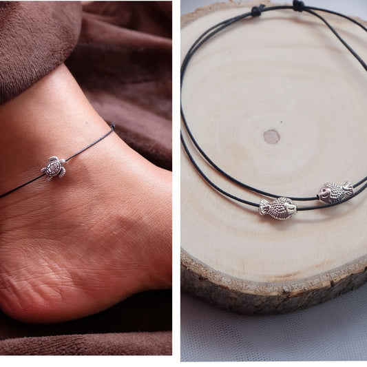 Combo of Fish & Turtle Charm Anklet