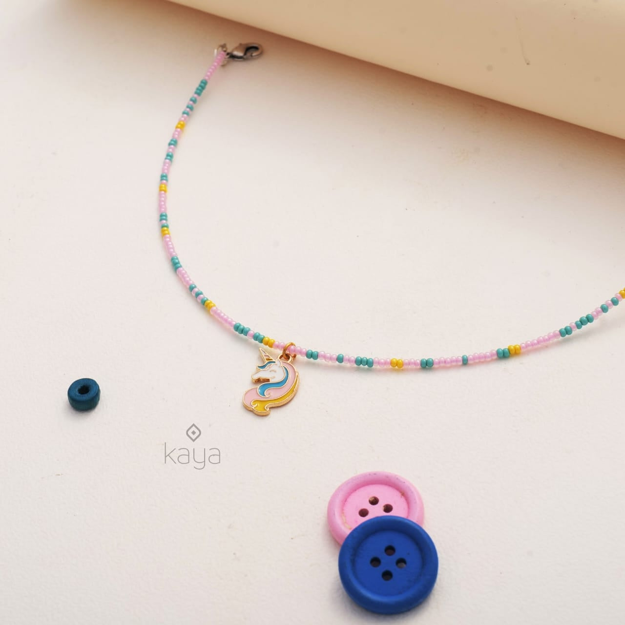 Unicorn Daisy Seed Beaded Choker Necklace for Kids