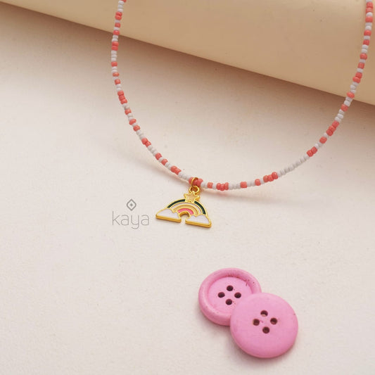 Daisy Rainbow & Seed Beaded Choker Necklace for Kids