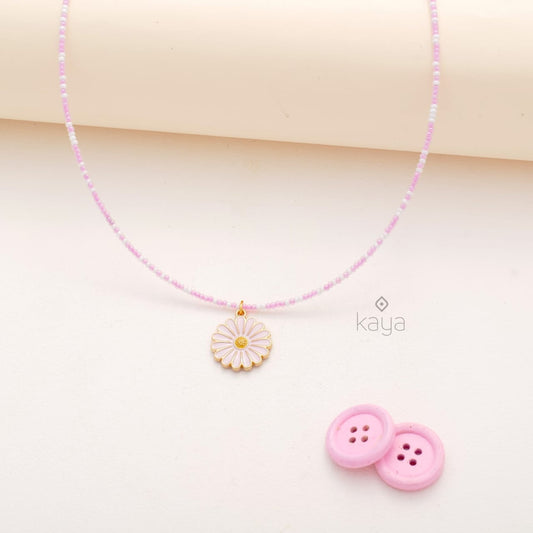 Daisy Cute Flower & Seed Beaded Choker Necklace for Kids