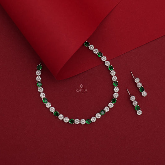 Noalle - American diamond Choker with earrings( colour options)