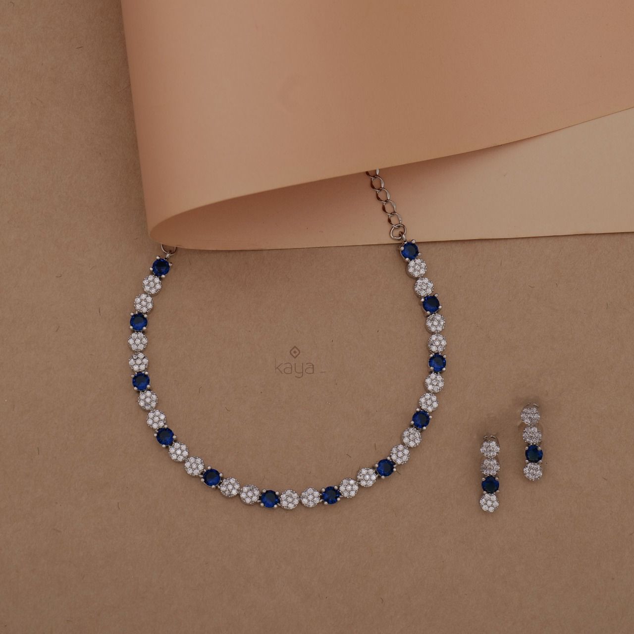 Noalle - American diamond Choker with earrings(5 colour options)