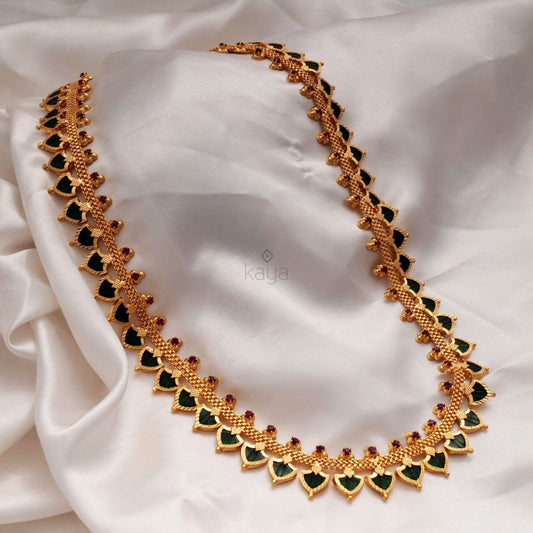 Gold tone Long palakka Haram Necklace (color option)