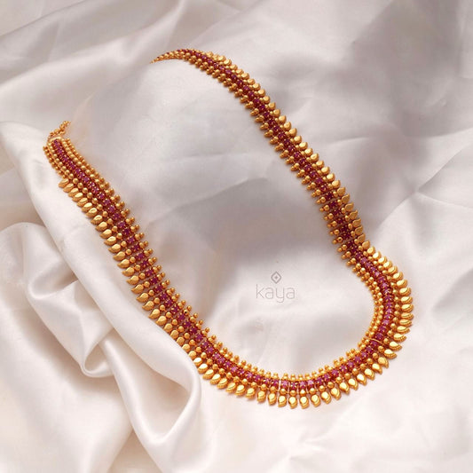 Gold Toned Mango stone Long Haram Necklace (color option)