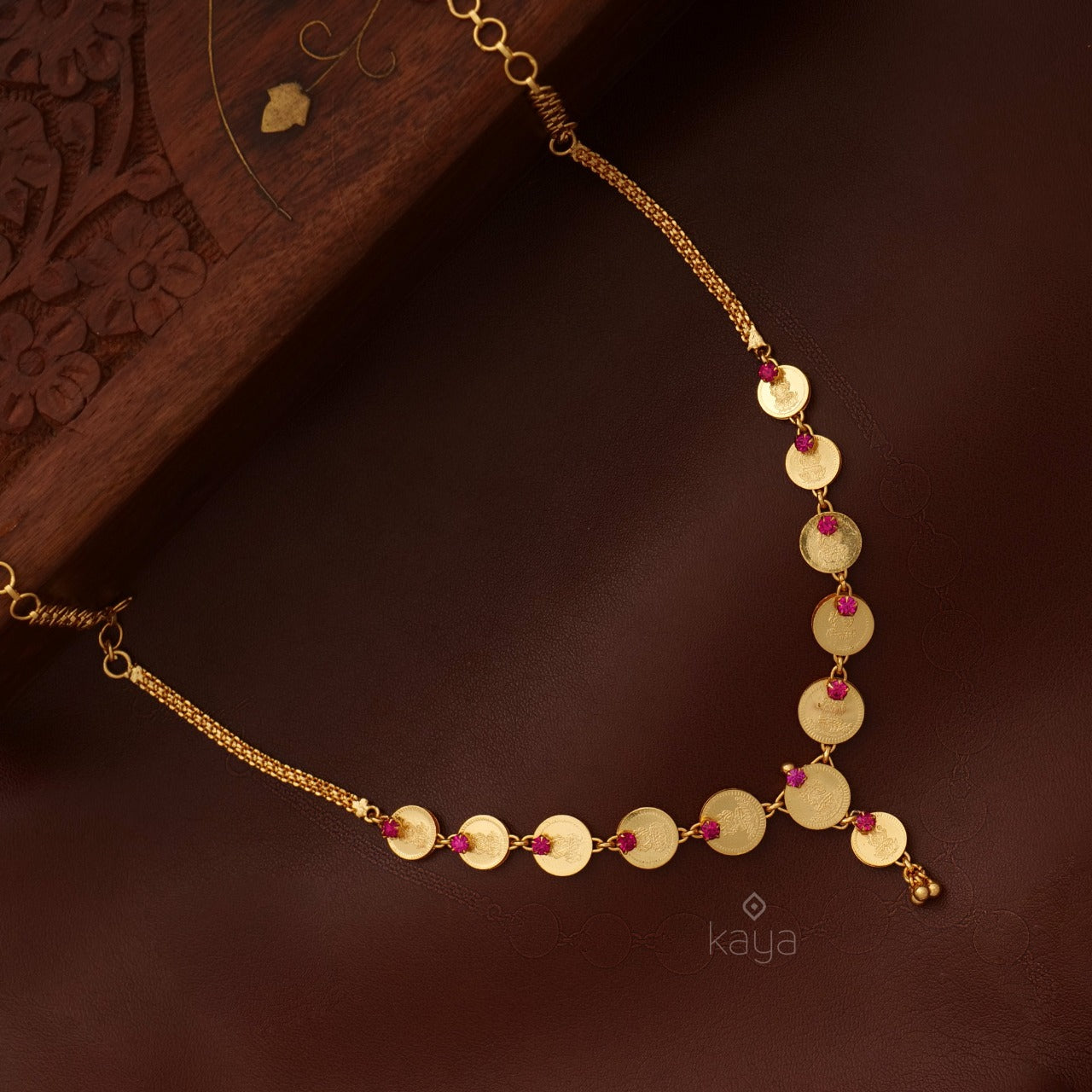 Goldtone Kaashu Lakshmi Coin Short Necklace AG100175
