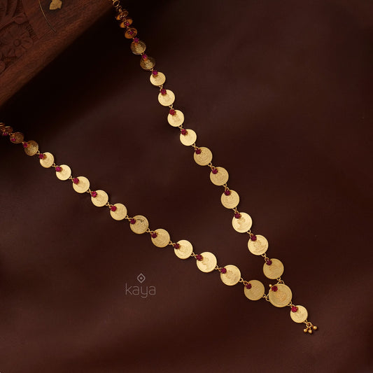 Goldtone Lakshmi coin Long Haram Necklace - AG100174