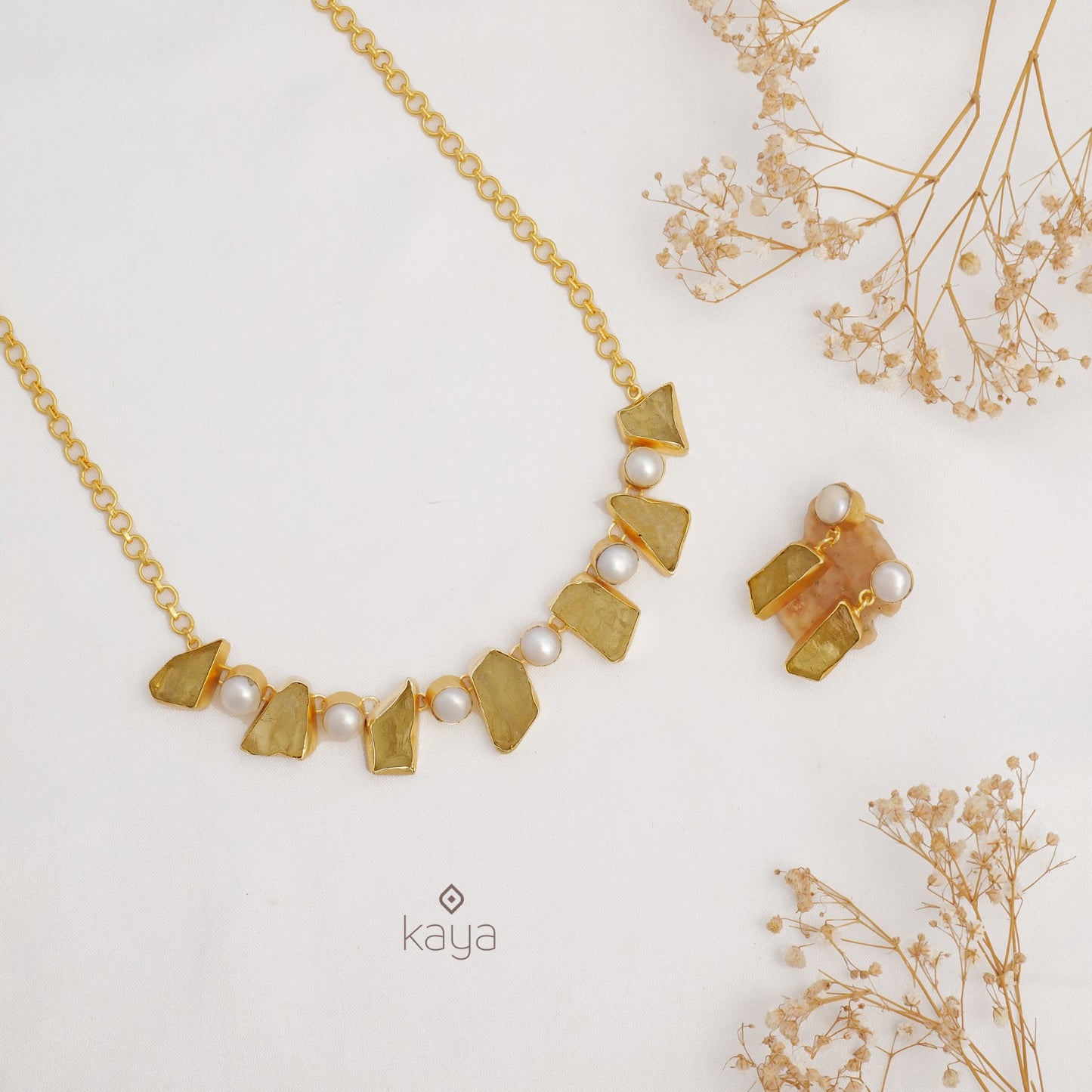 Natural Stone Pearl Necklace Set (color option) - KE100235
