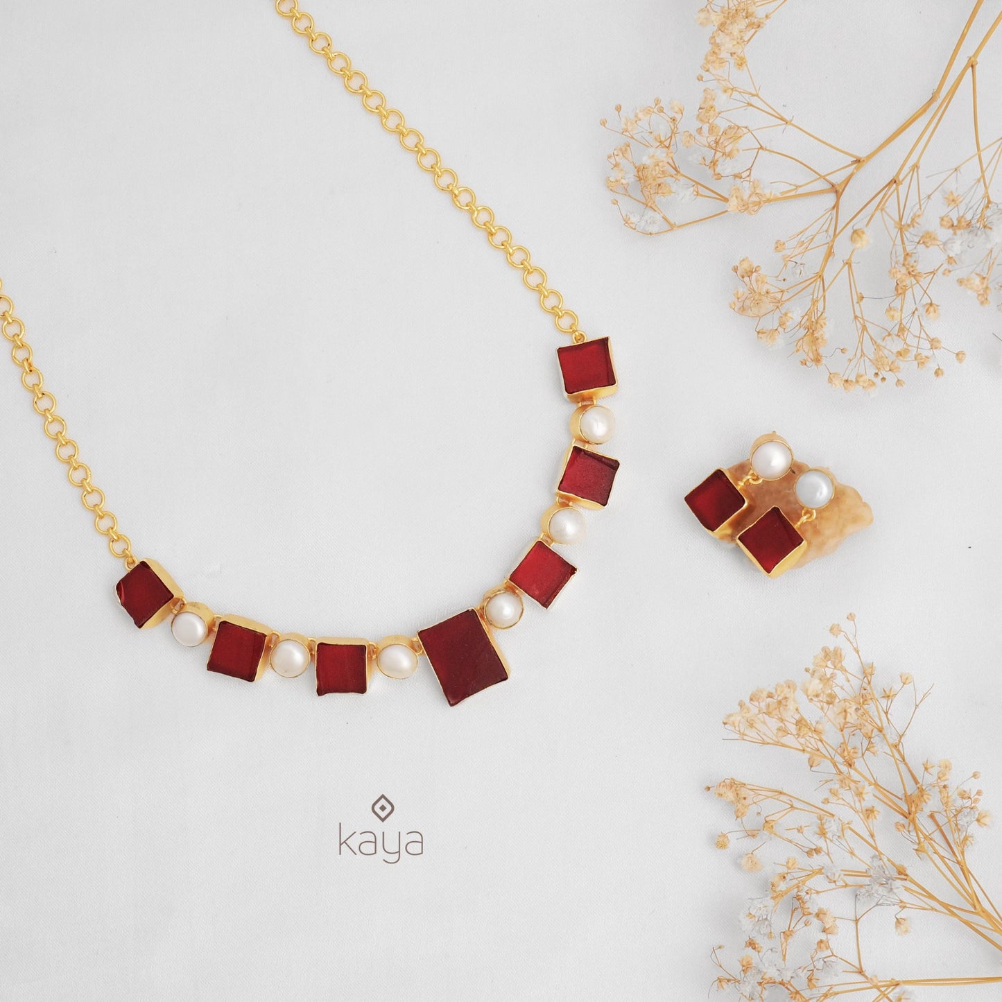 Natural Stone Pearl Necklace Set (color option) - KE100235
