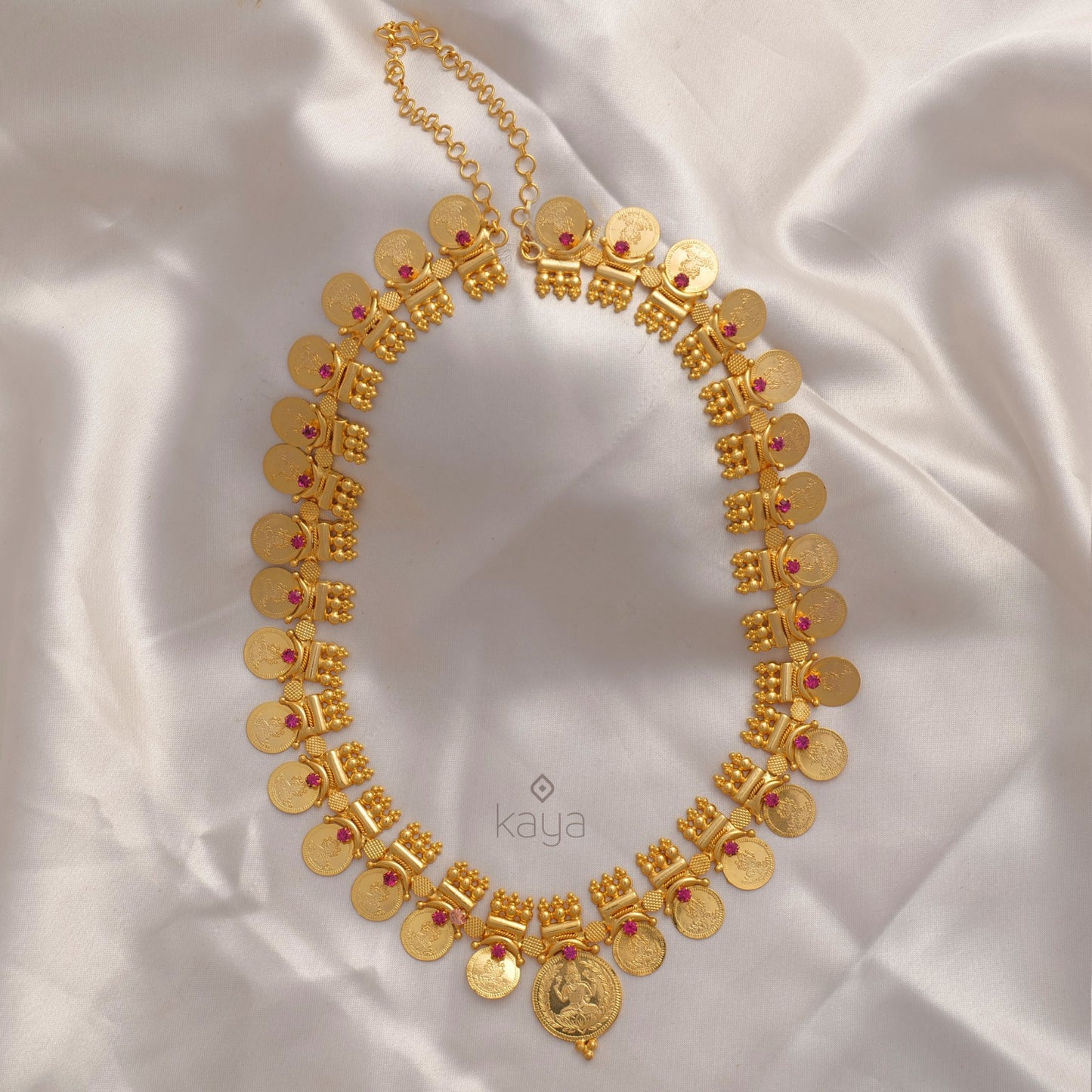 Goldtone Lakshmi Coin long Necklace Haram - AG100332