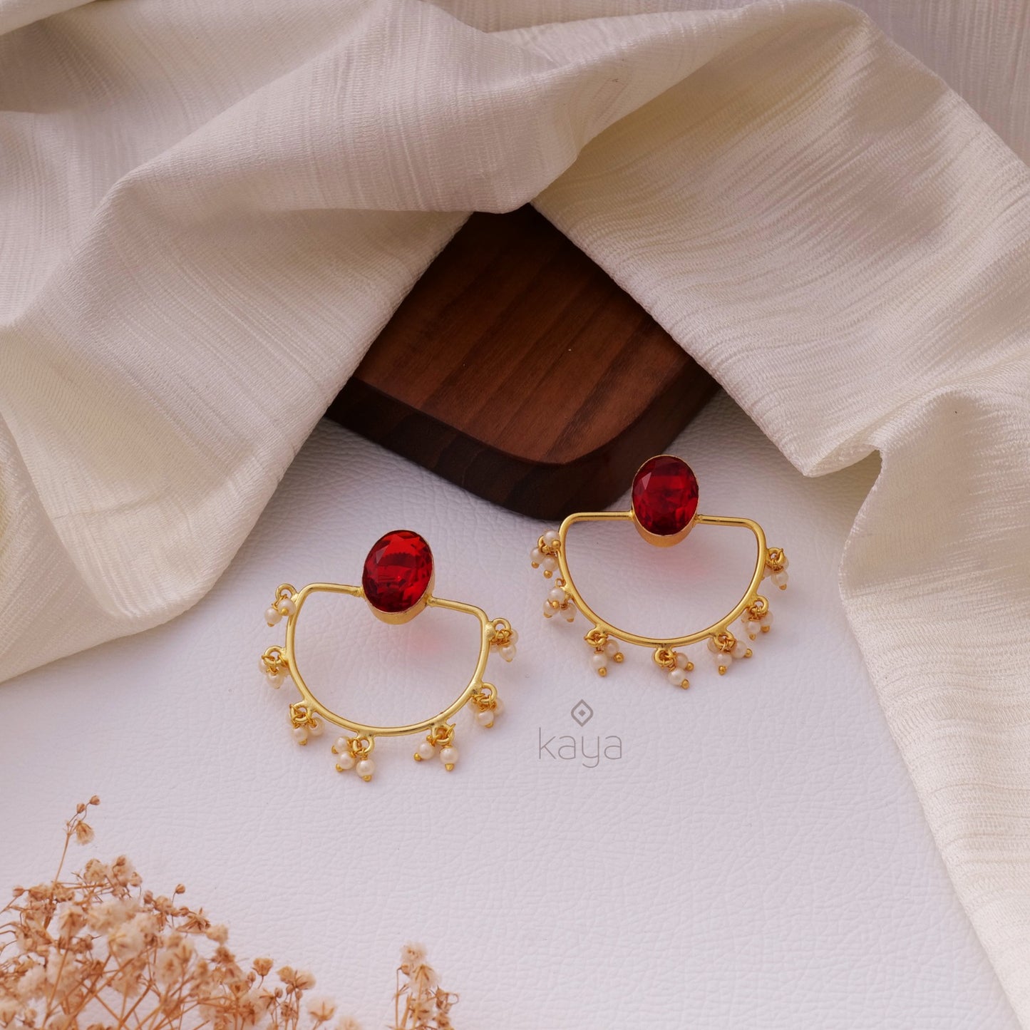 Crystal Stone with Pearl  Earrings - KE100415